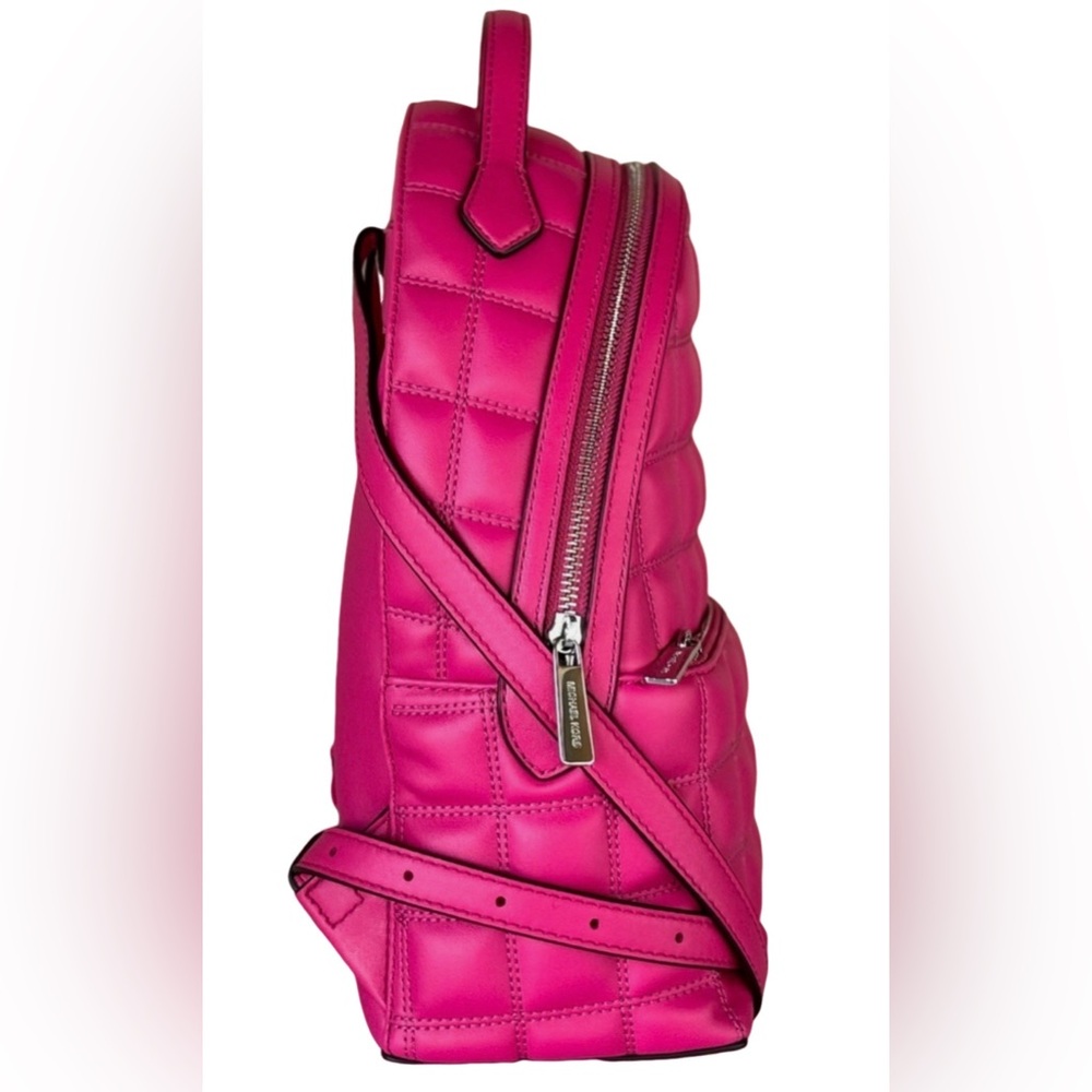 MICHAEL KORS SHEILA MEDIUM FRONT POCKET BACKPACK QUILTED DRAGONFRUIT - Picture 4 of 10